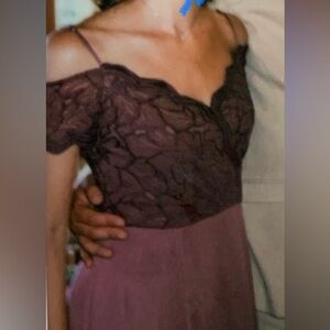 Davids Bridal Lace Off-Shoulder Maxi Dress